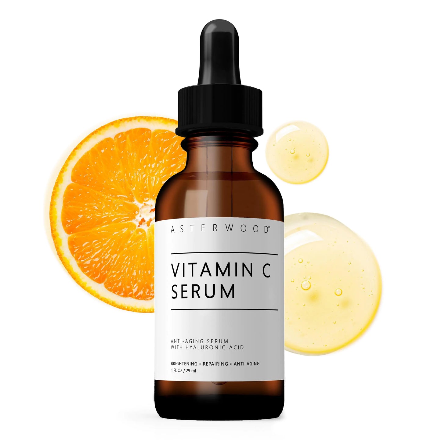 Asterwood Vitamin C Face Serum - with Hyaluronic Acid - Advanced Skin Care